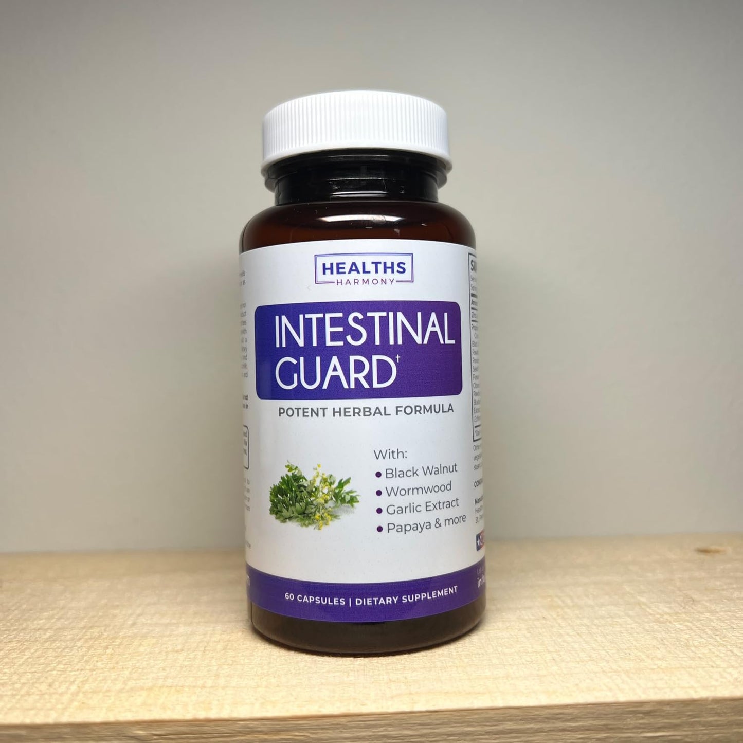 Intestinal Guard Supplement - Powerful Natural Formula with Wormwood, Black Walnut, Goldenseal, PAU D'Arco, Clove, Garlic - 60 Capsules (Non-GMO)