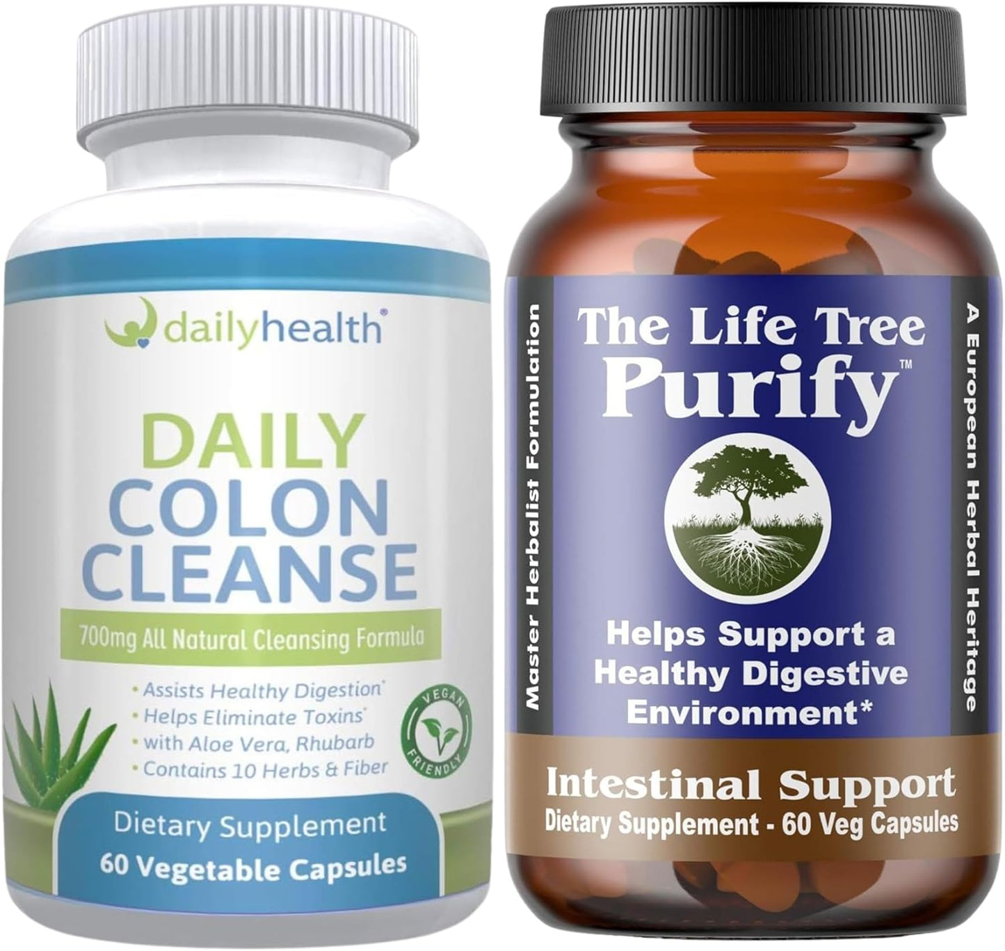 Intestinal Support & Colon Cleanse Detox Kit - 120 Capsules with Lactobacillus acidophilus for Digestive Health - Natural Herbal Formula for Daily Wellness