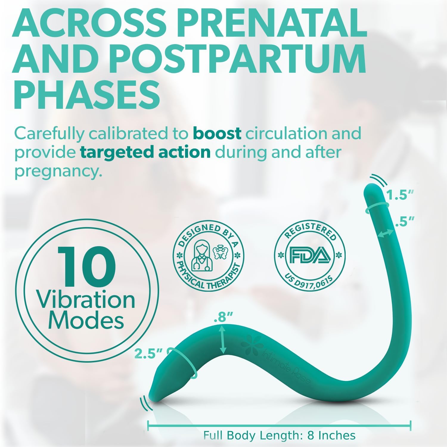 Intimate Rose Maternity Wellness Bundle: Perineal Massage Tool with 10 Vibration Modes & Aloe Vera Capsules for Pregnancy Care