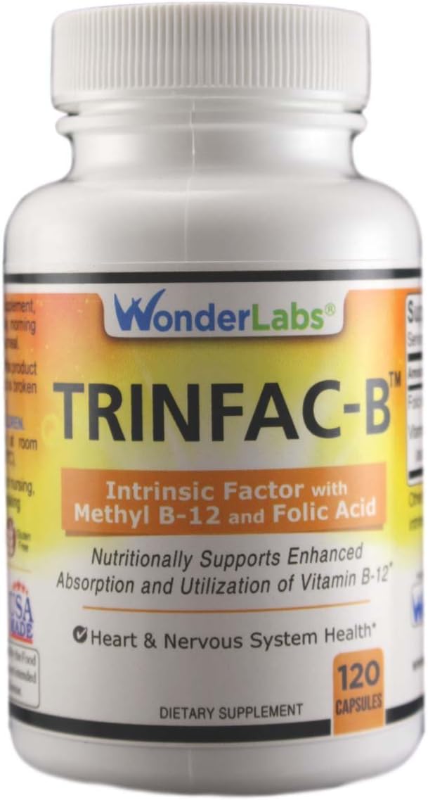 Intrinsic Factor Supplement with Folic Acid and Vitamin B-12 - 120 Capsules by Wonder Laboratories