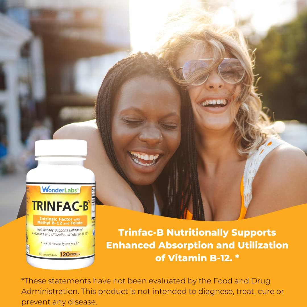 Intrinsic Factor Supplement with Folic Acid and Vitamin B-12 - 120 Capsules by Wonder Laboratories