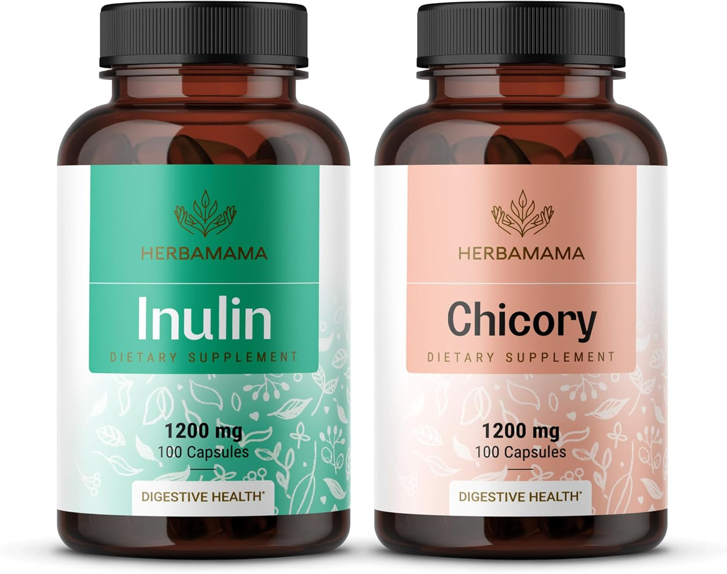Inulin and Chicory Root Capsules Bundle - 1200 mg Fiber - Vegan, Non-GMO - 2 Pack