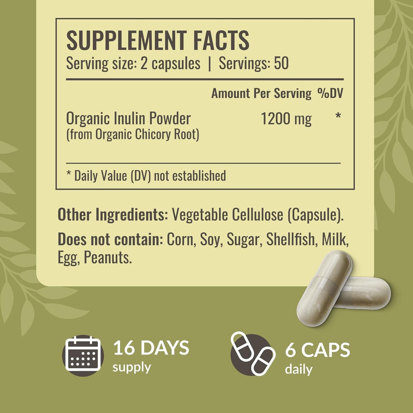 Inulin and Chicory Root Capsules Bundle - 1200 mg Fiber - Vegan, Non-GMO - 2 Pack