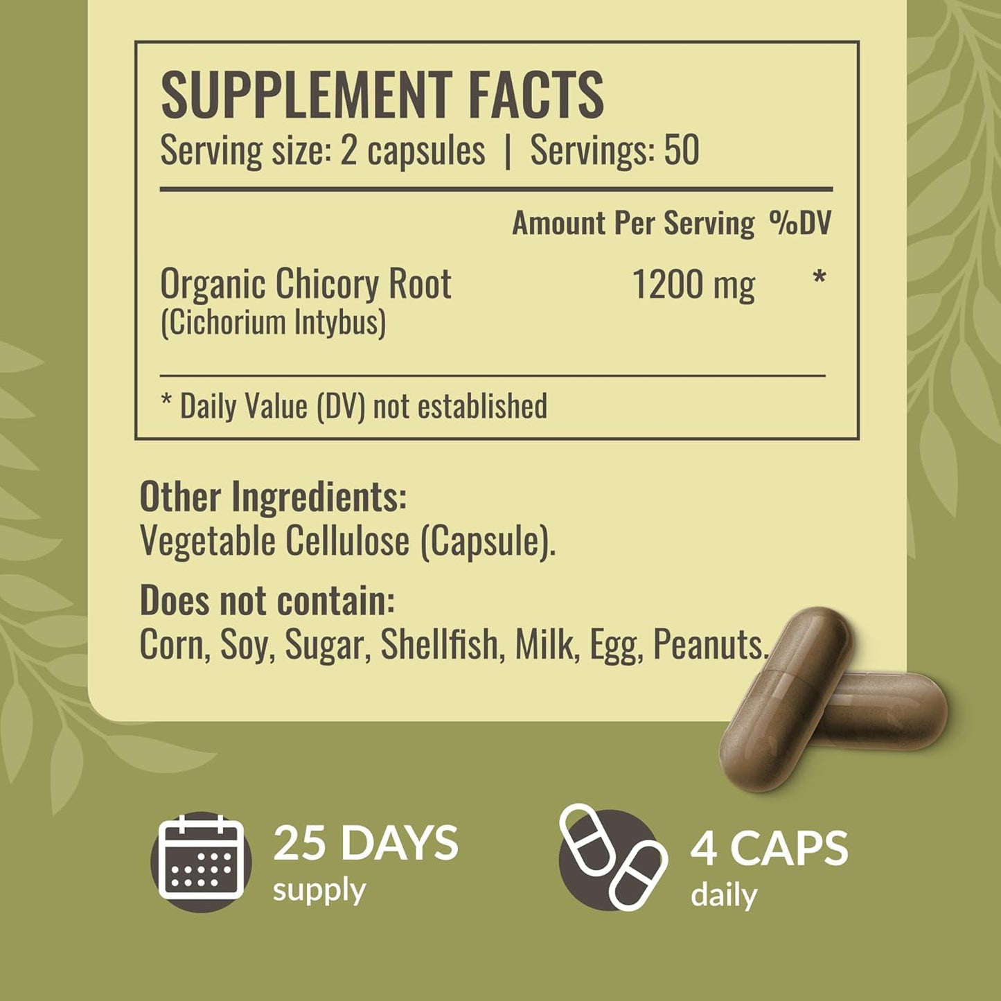 Inulin and Chicory Root Capsules Bundle - 1200 mg Fiber - Vegan, Non-GMO - 2 Pack