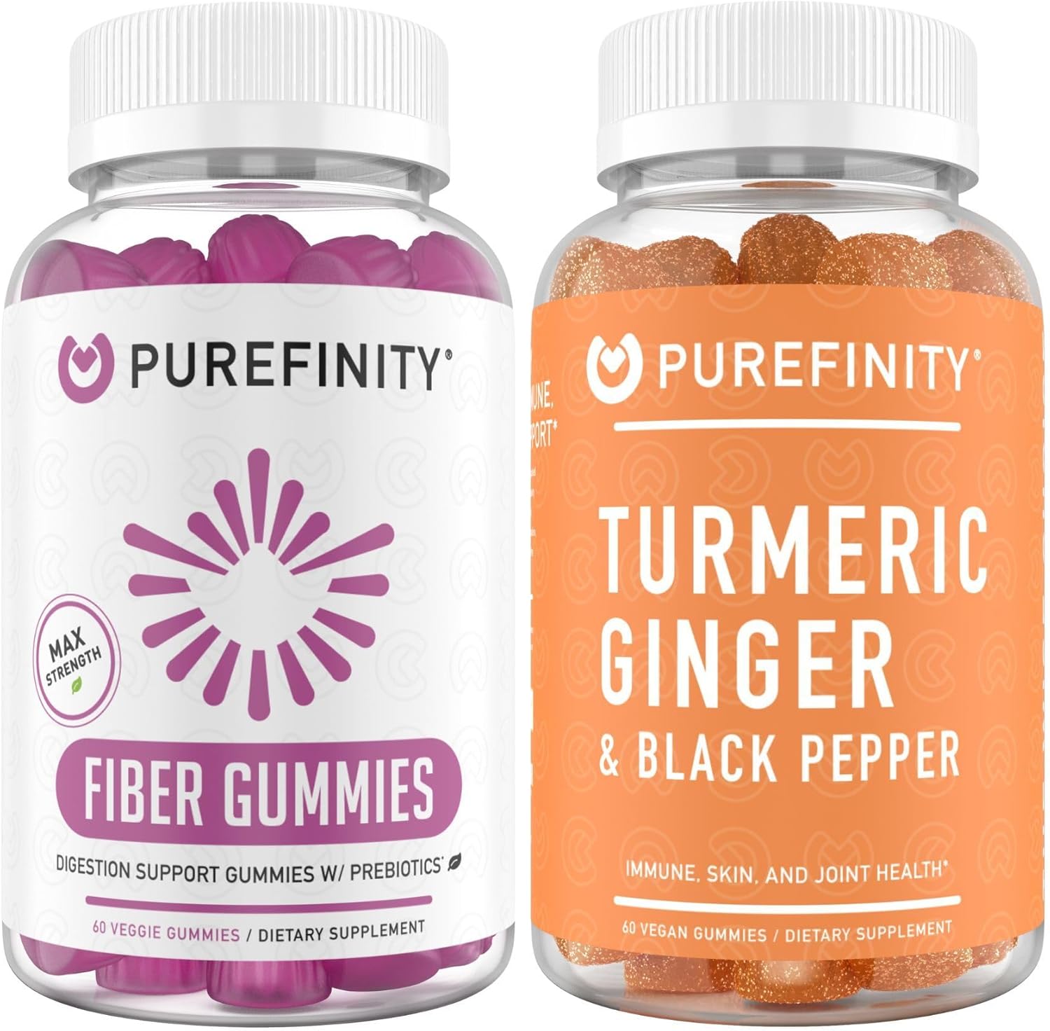 Inulin FOS Fiber Gummies with Turmeric Ginger - Value Pack for Digestive Health and Immunity Support