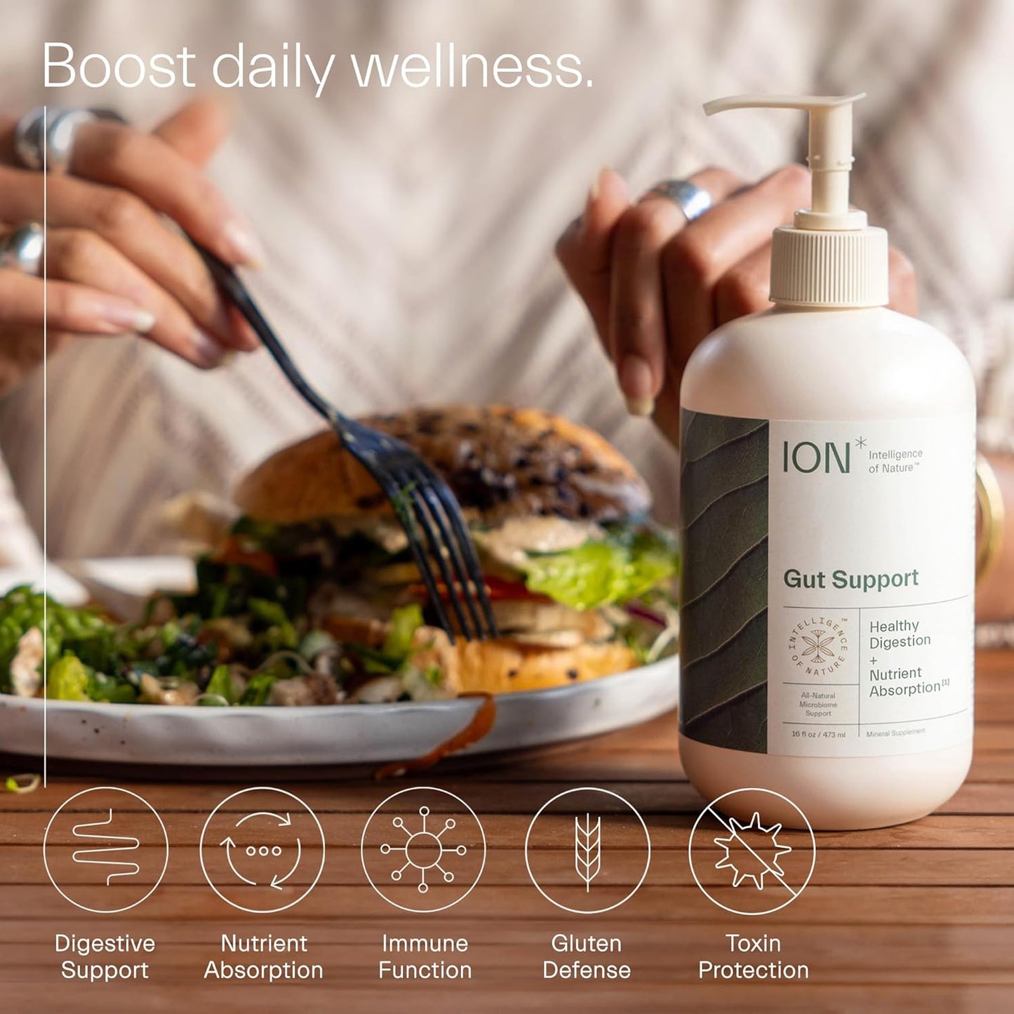 ION* Intelligence of Nature Gut Support Liquid | Supports Digestive Health, Boosts Immune System, Eases Gluten Sensitivity, Improves Mental Focus | 2-Week Supply (8 oz.) - BoostGo Australia