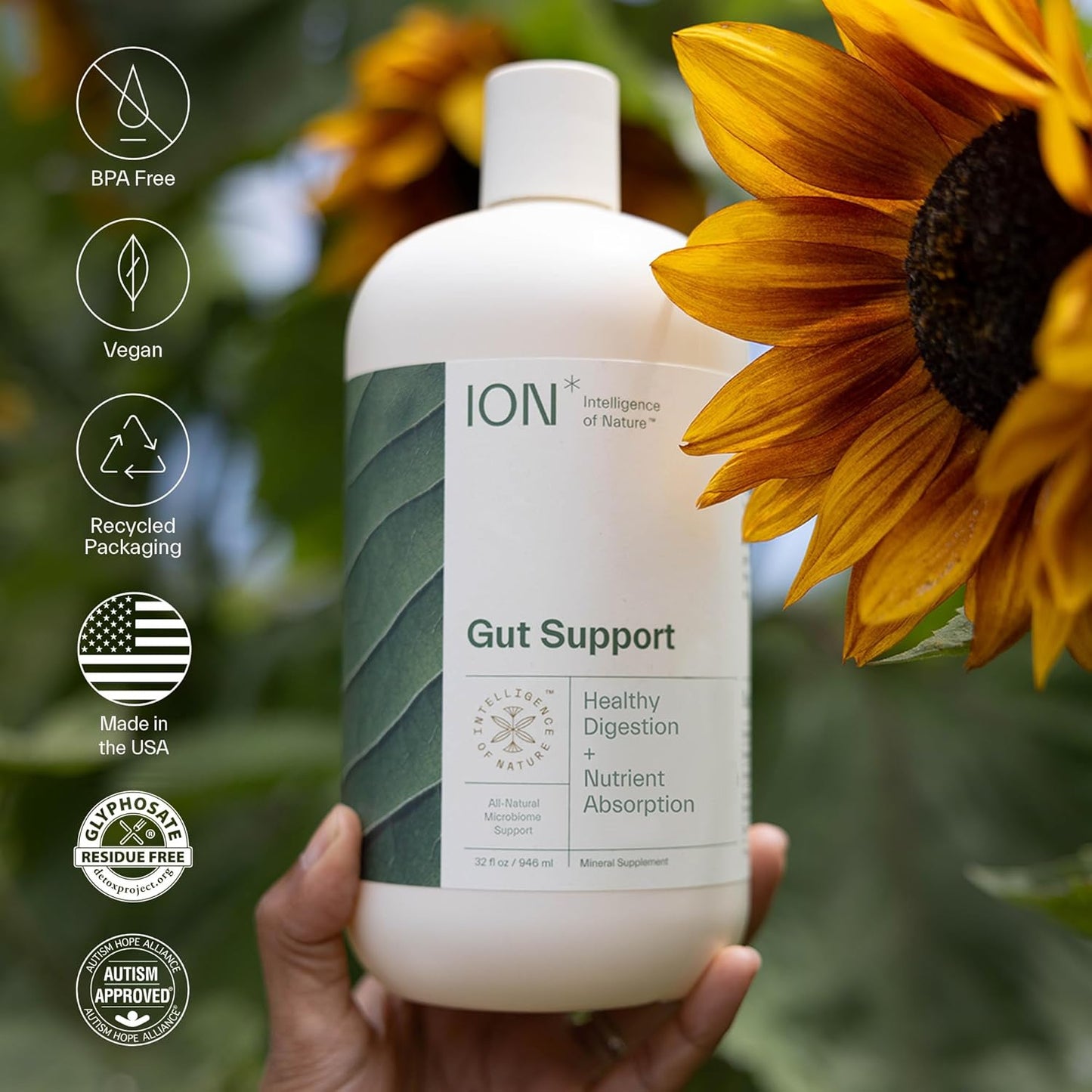ION* Intelligence of Nature Gut Support Liquid | Supports Digestive Health, Boosts Immune System, Eases Gluten Sensitivity, Improves Mental Focus | 2-Week Supply (8 oz.) - BoostGo Australia
