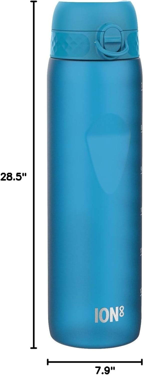 Ion8 1L Water Bottle: Leak Proof, Flip Lid, Carry Handle, Rapid Flow, BPA Free, Dishwasher Safe, Soft Grip - Sports & Gym Friendly, Eco-Friendly Recyclon