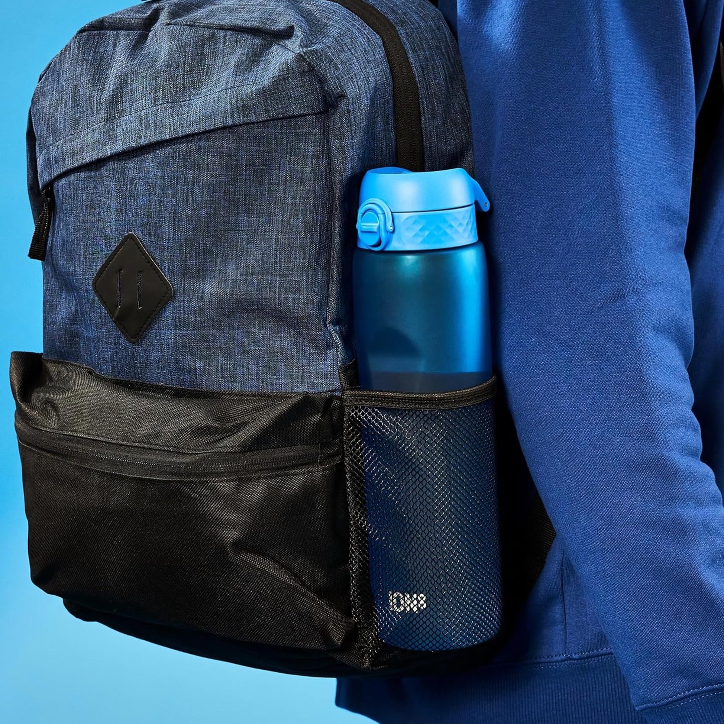 Ion8 1L Water Bottle: Leak Proof, Flip Lid, Carry Handle, Rapid Flow, BPA Free, Dishwasher Safe, Soft Grip - Sports & Gym Friendly, Eco-Friendly Recyclon