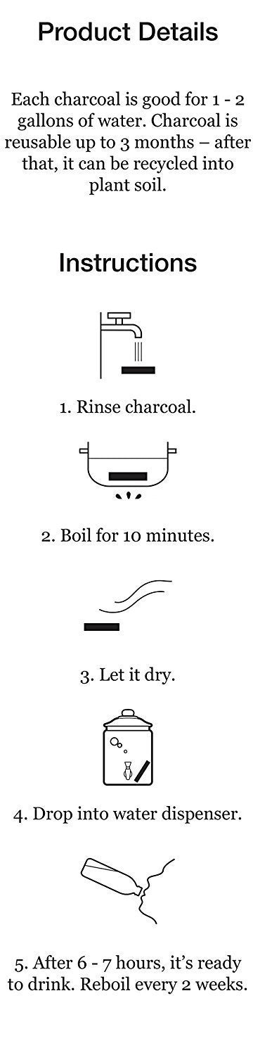 IPPINKA Large Binchotan Charcoal Stick from Kishu, Japan - Water Purifying Stick Filters 1-2 Gallons for Great-Tasting Water