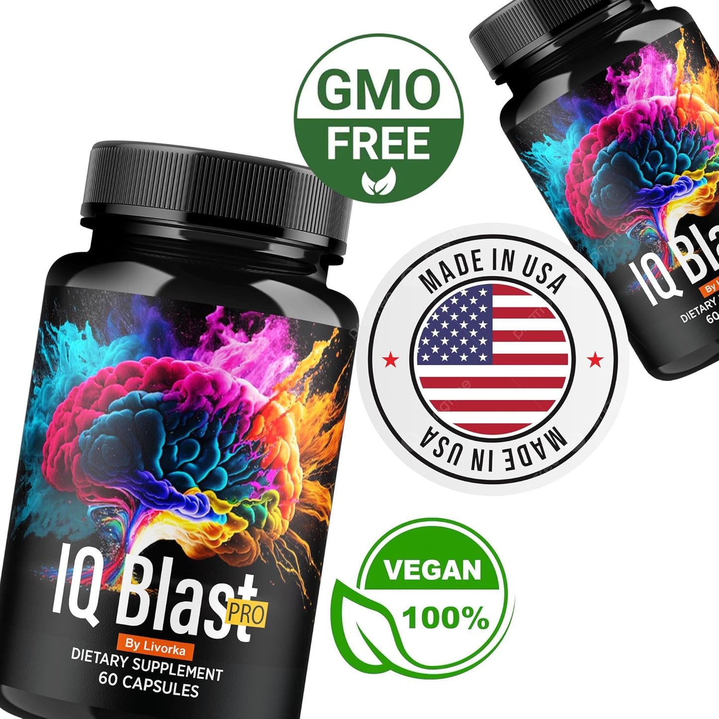 IQ Blast Pro Supplement (2 Pack) - Advanced Formula Capsules for 2 Months Support