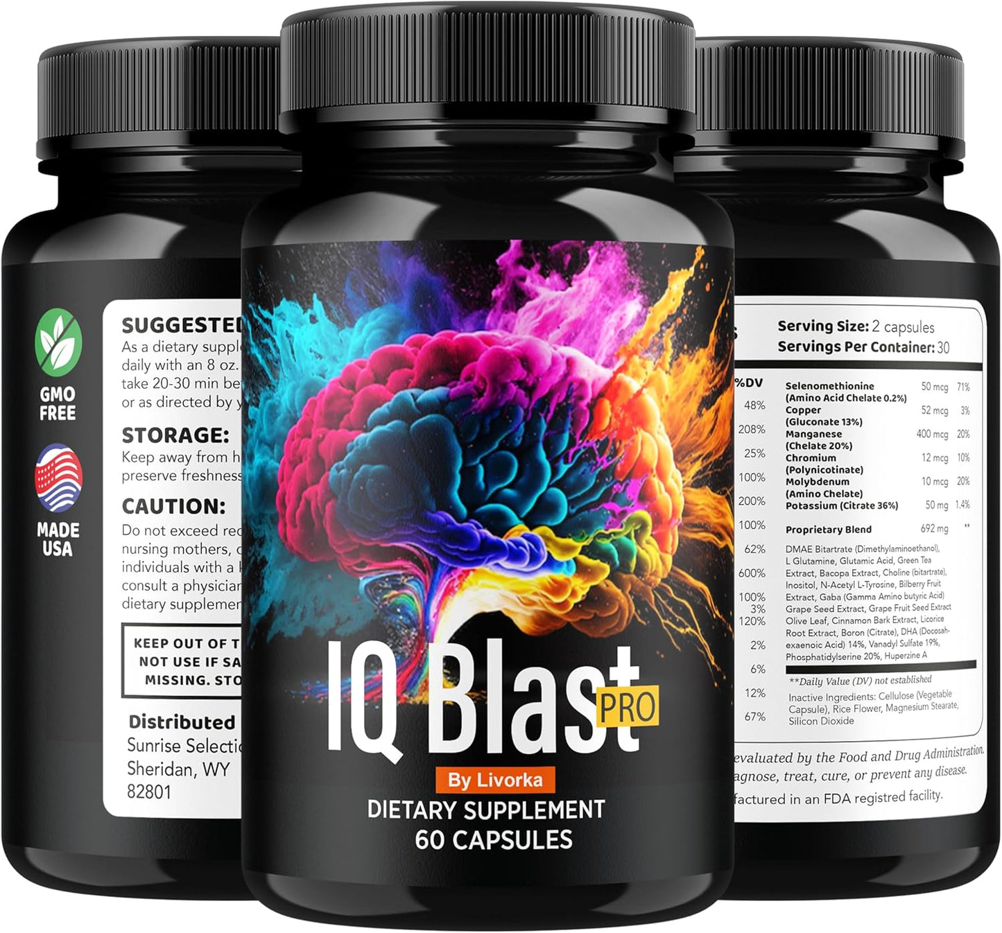 IQ Blast Pro Supplement (2 Pack) - Advanced Formula Capsules for 2 Months Support