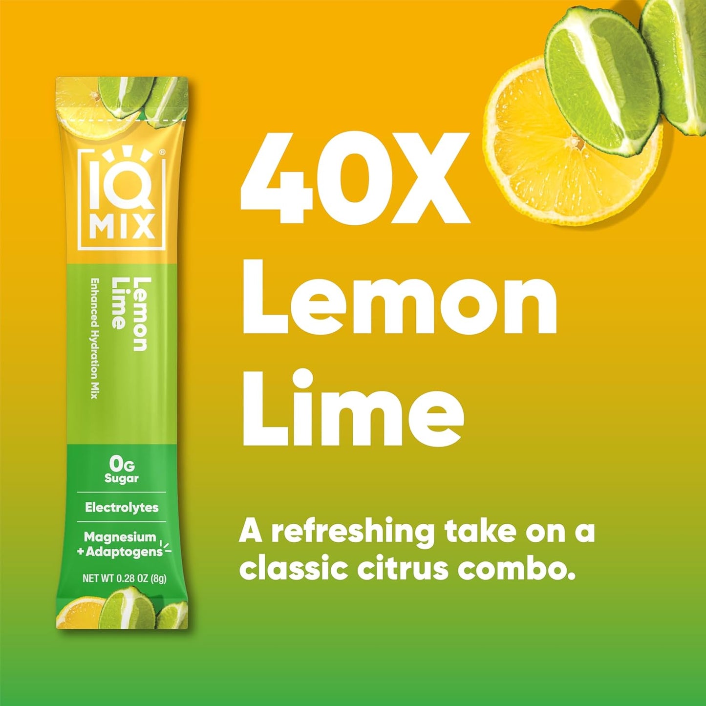 IQBAR IQMIX Electrolyte Powder Packets - Sugar Free Hydration Supplement with Keto Electrolytes, Lions Mane, Magnesium, and Potassium - Lemon Lime Flavor (40 Count)