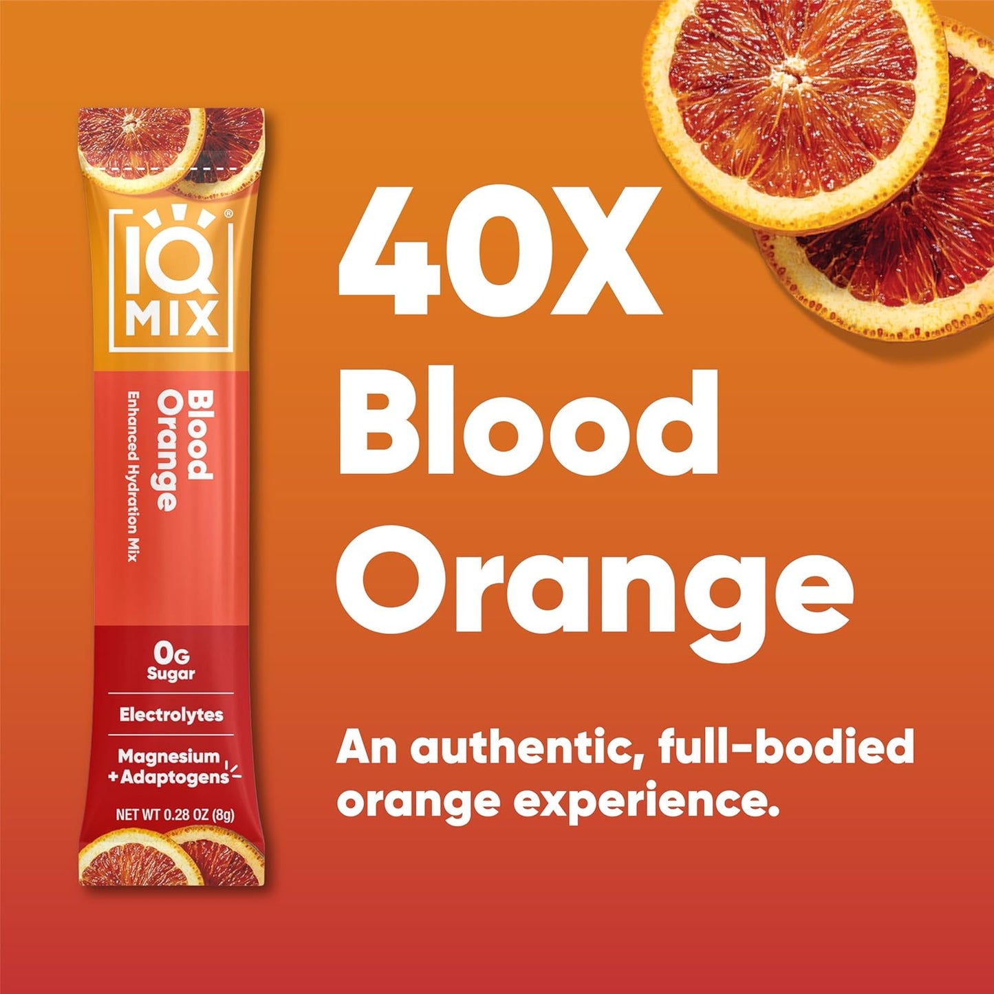 IQBAR IQMIX Electrolyte Powder Packets - Sugar Free Hydration Supplement with Keto Electrolytes, Lions Mane, Magnesium L-Threonate, and Potassium Citrate - Blood Orange Flavor (40 Count)