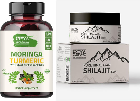 Ireya Ayurveda Moringa Turmeric and Himalayan Shilajit Capsules for Natural Wellness