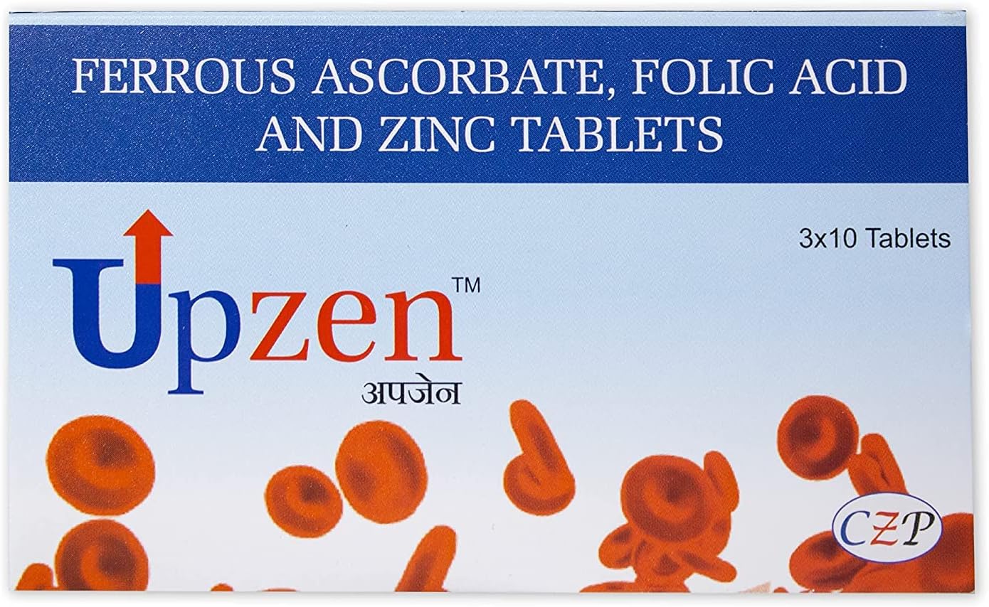 Iron and Folic Acid Supplement with Zinc for Energy and Immunity - 30 Tablets for Men and Women