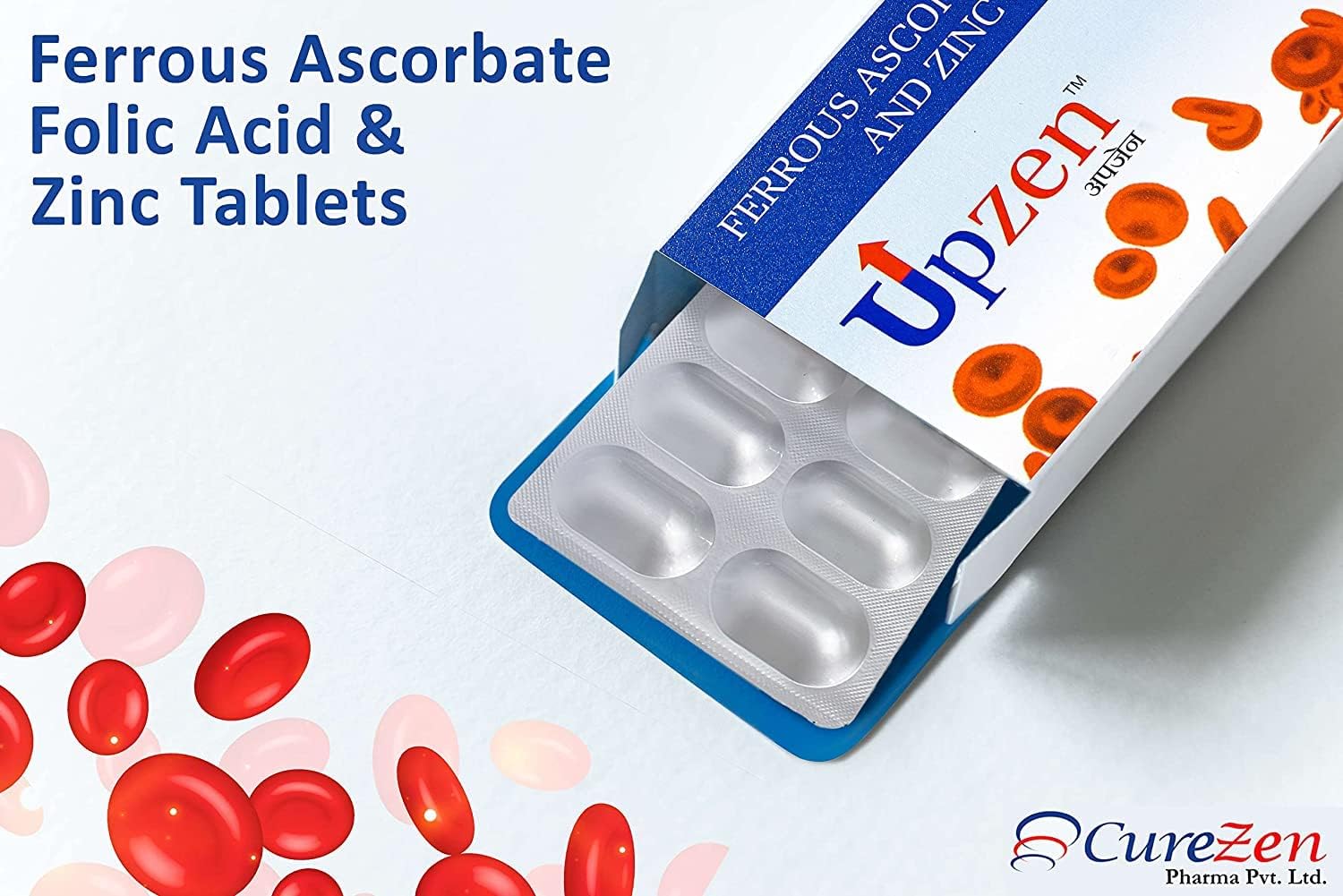 Iron and Folic Acid Supplement with Zinc for Energy and Immunity - 30 Tablets for Men and Women