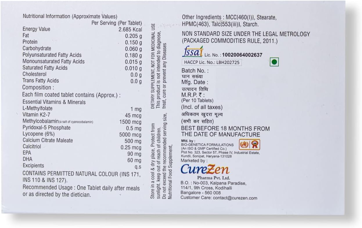 Iron and Folic Acid Supplement with Zinc for Energy and Immunity - 30 Tablets for Men and Women