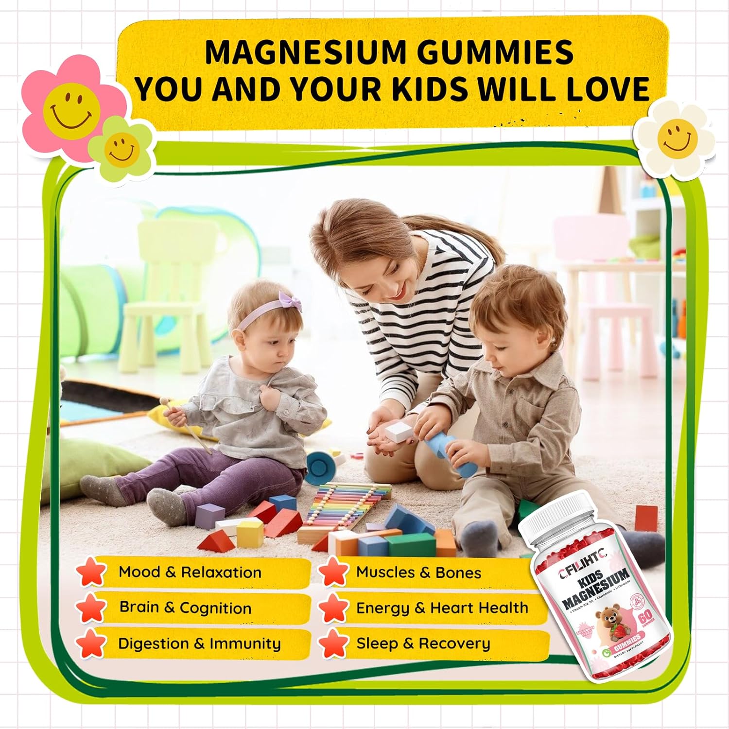 Iron and Magnesium Gummies for Women and Kids - CFILIHTC Supplement for Overall Health and Wellness