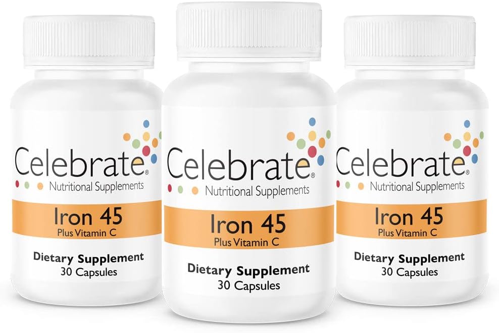 Iron and Vitamin C Supplement for Bariatric Surgery Patients - 90 Capsules, 45mg Iron, 60mg Vitamin C, Vertical Sleeve & Gastric Bypass Support