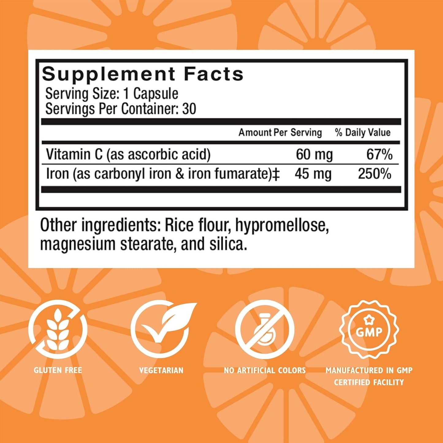 Iron and Vitamin C Supplement for Bariatric Surgery Patients - 90 Capsules, 45mg Iron, 60mg Vitamin C, Vertical Sleeve & Gastric Bypass Support