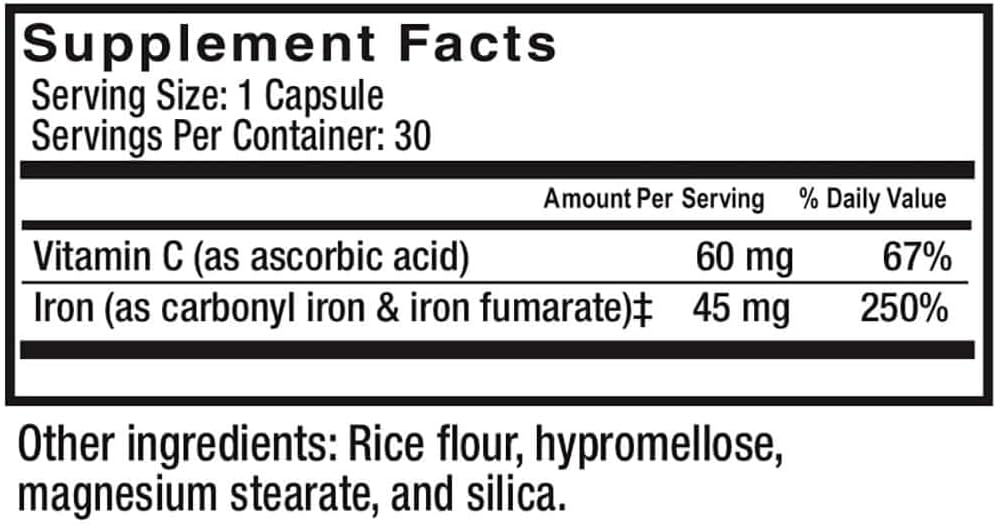 Iron and Vitamin C Supplement for Bariatric Surgery Patients - 90 Capsules, 45mg Iron, 60mg Vitamin C, Vertical Sleeve & Gastric Bypass Support