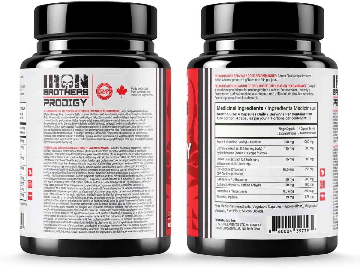 Iron Brothers Brain Boosting Supplement with Lion's Mane & CDP-Choline - Nootropic for Focus, Energy, Memory, and Concentration - 120 Capsules