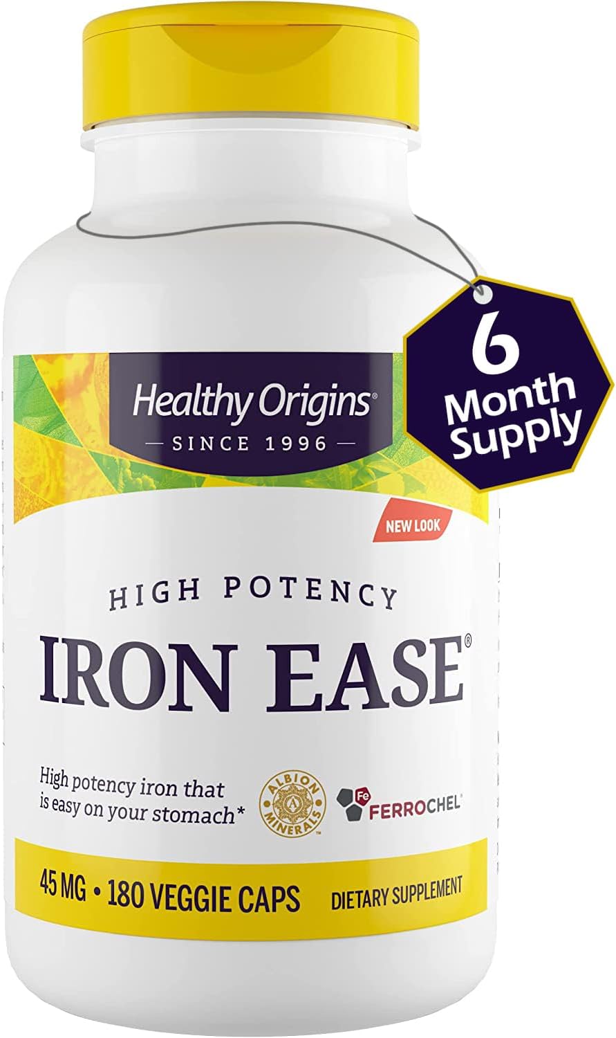 Iron Ease with Ferrochel 45mg - Gentle Iron Supplements for Men & Women - Vegan, Non-GMO, Gluten-Free - 180 Capsules - BoostGo Australia