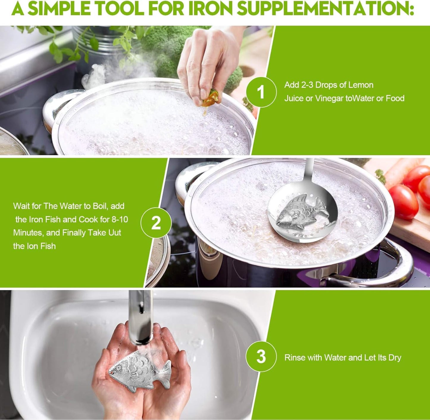 Iron Fish Cooking Tool for Iron Deficiency - Original Iron Supplement for Vegetarians, Pregnant Women, Children - Mother's Day Gift - BoostGo Australia