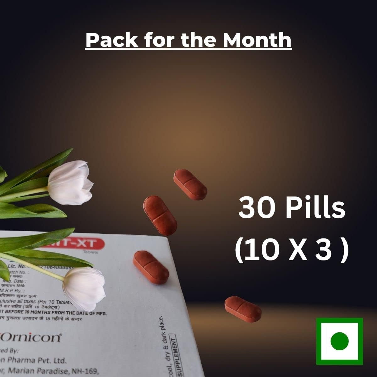 Iron, Folic Acid, and Zinc Supplement for Women and Men - Pack of 90 Tablets - ZIIT XT