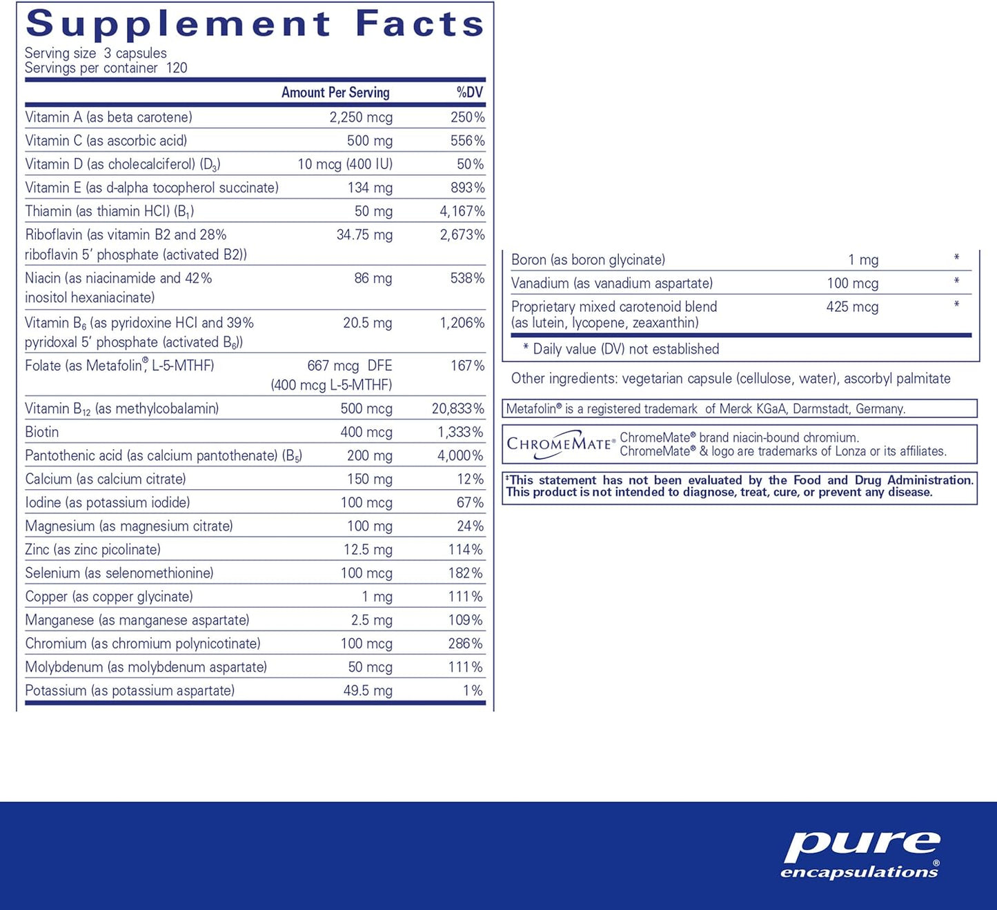 Iron-Free Pure Encapsulations Nutrient 950 - 360 Capsules for Cardiovascular, Immune, Cellular Health, Bones, Hormones, and Carbs Utilization