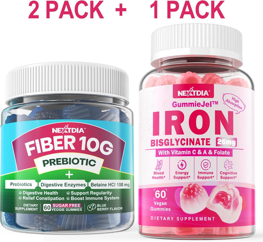 Iron-Infused Nextdia Fiber Gummies for Adult Health - Delicious Dietary Supplement