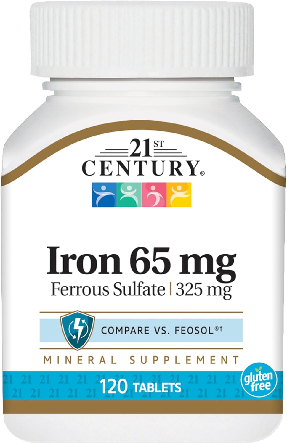 Iron Supplement Tablets with 65 mg Ferrous Sulfate - 120 Count x 2 Packs for Daily Health Support