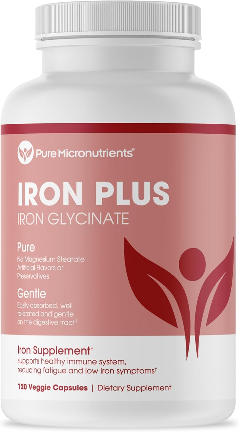 IronPills with Vitamin C, B6, B12, Folic Acid - 25mg Iron Supplement for Energy Support - 120 Count - Women & Men's Natural Ferrous Chelate Bisglycinate for Anemia & Deficiency - Pure Micronutrients