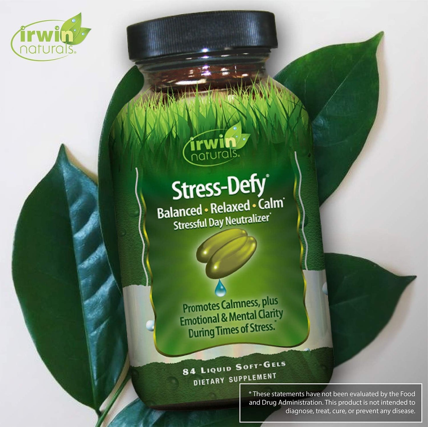 Irwin Naturals Stress Defy Liquid Softgels Bundle with Pill Case - Promotes Clarity and Relaxation
