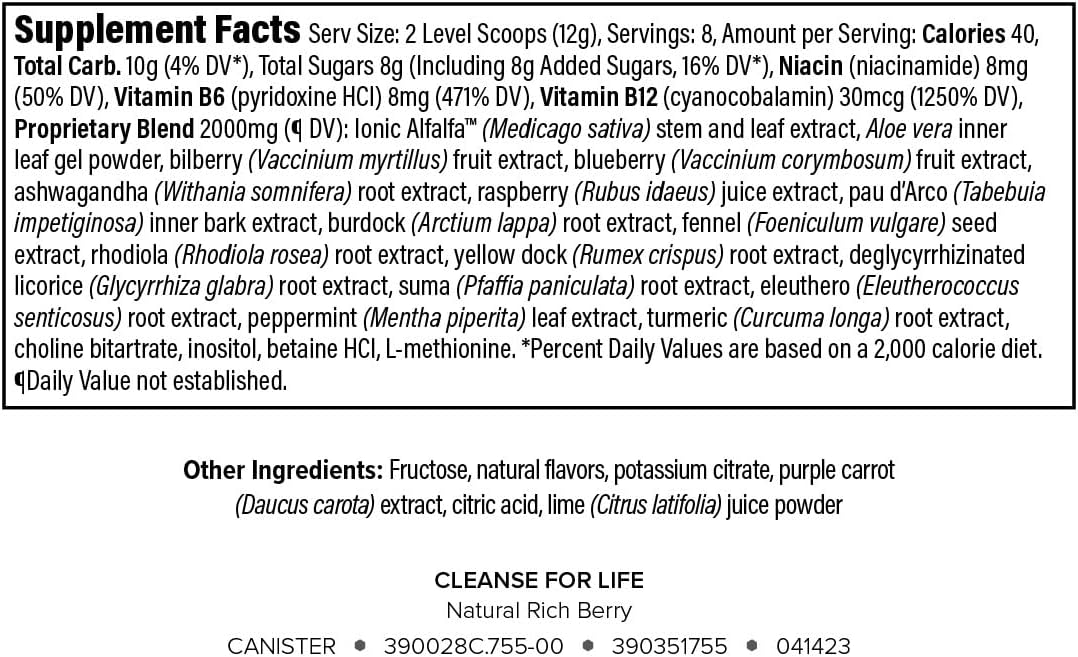 Isagenix Cleanse for Life Powder Supplement - No Laxatives or Diuretics - Supports Metabolism - Vitamin B12 & Niacin - Rich Berry Flavor - 3.4 Oz