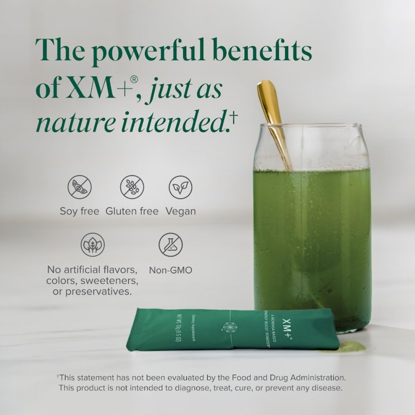 Isagenix XM+ Moringa Energy Boost Powder - Naturally Sourced Caffeine - Convenient Individual Packets - 32 Servings - Fruit Flavor