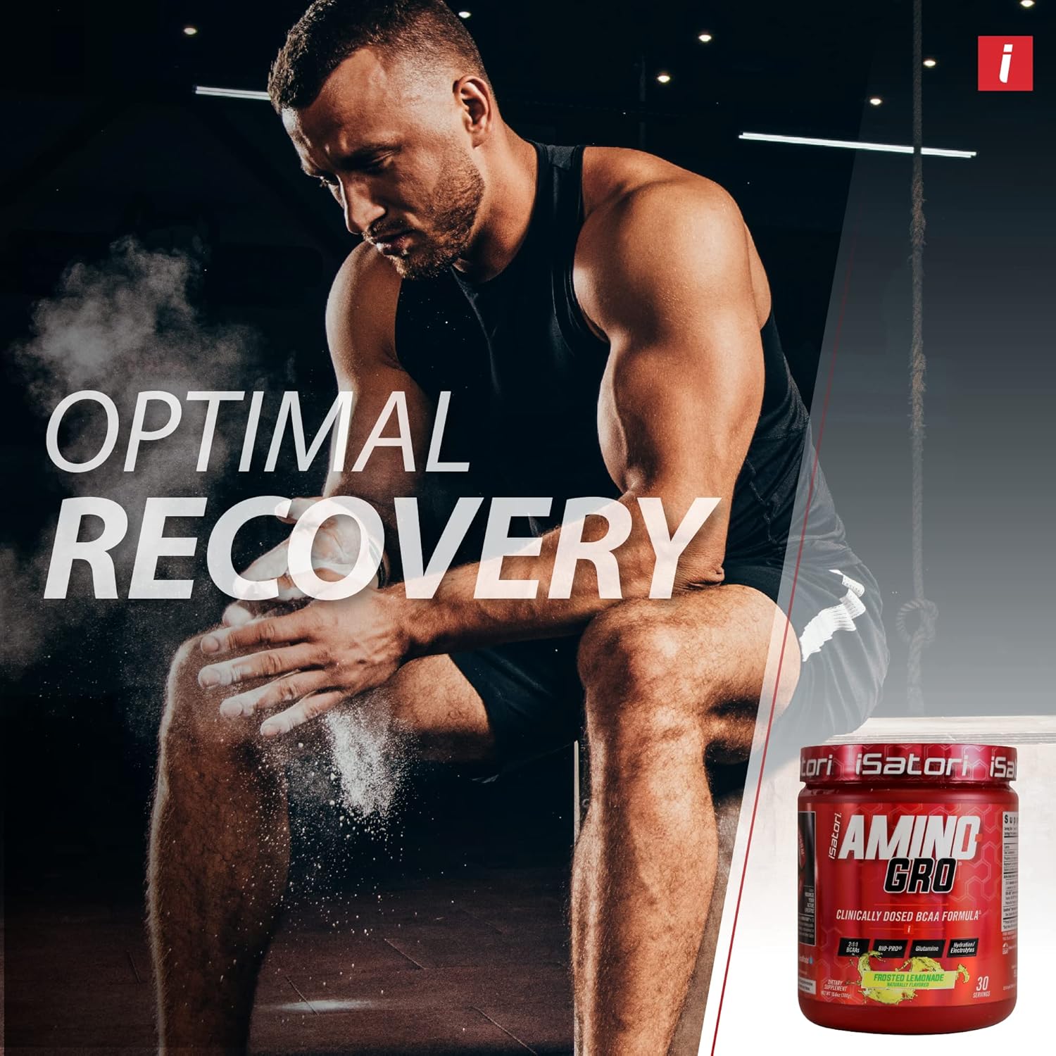 iSatori Amino-GRO BCAA Powder with Glutamine & Bio-Active Peptides for Muscle Growth, Frosted Lemonade - 30 Servings