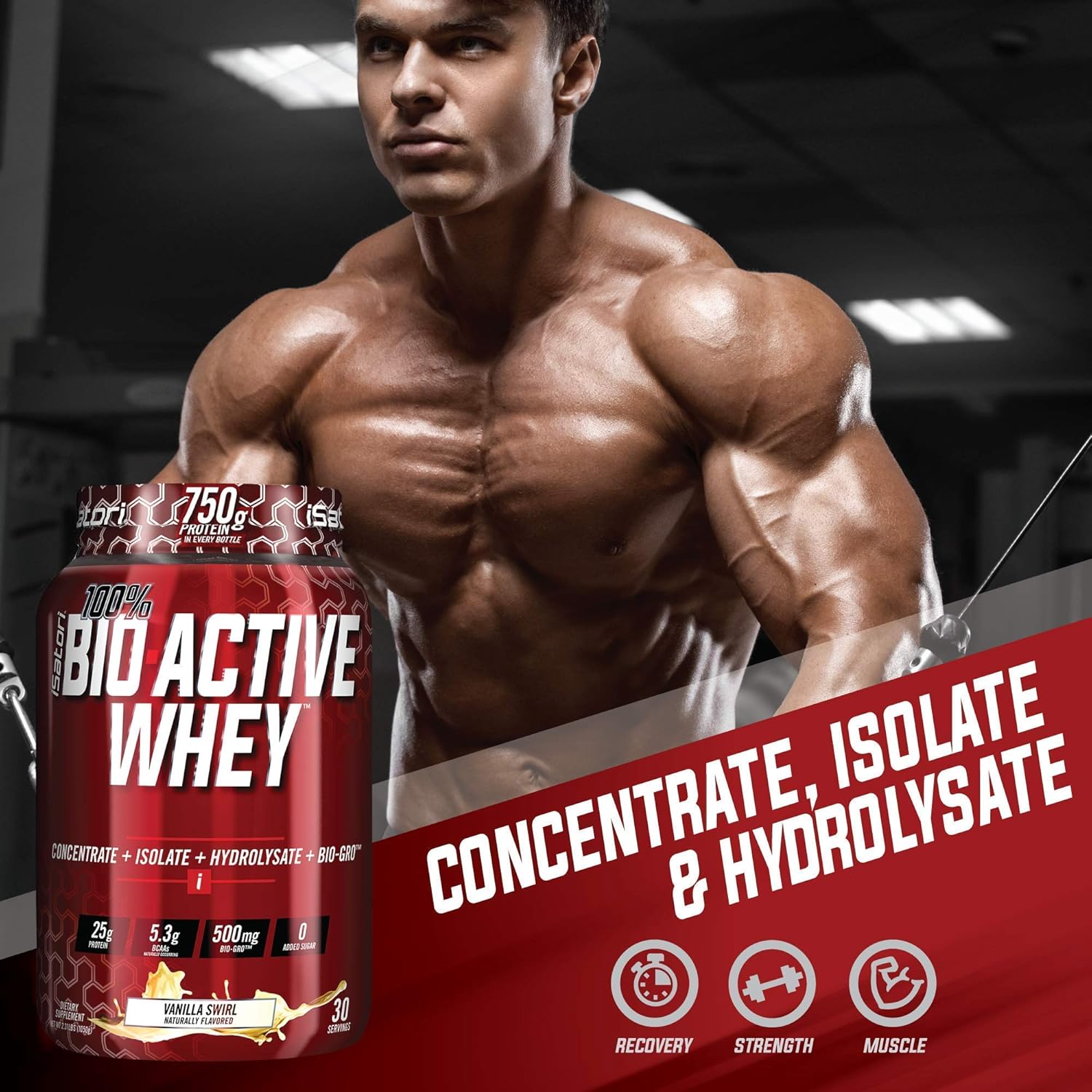 iSatori Bio-GRO and Bio-Active Whey Protein Powder Bundle - Vanilla Ice Cream and Vanilla Swirl - 90 Servings