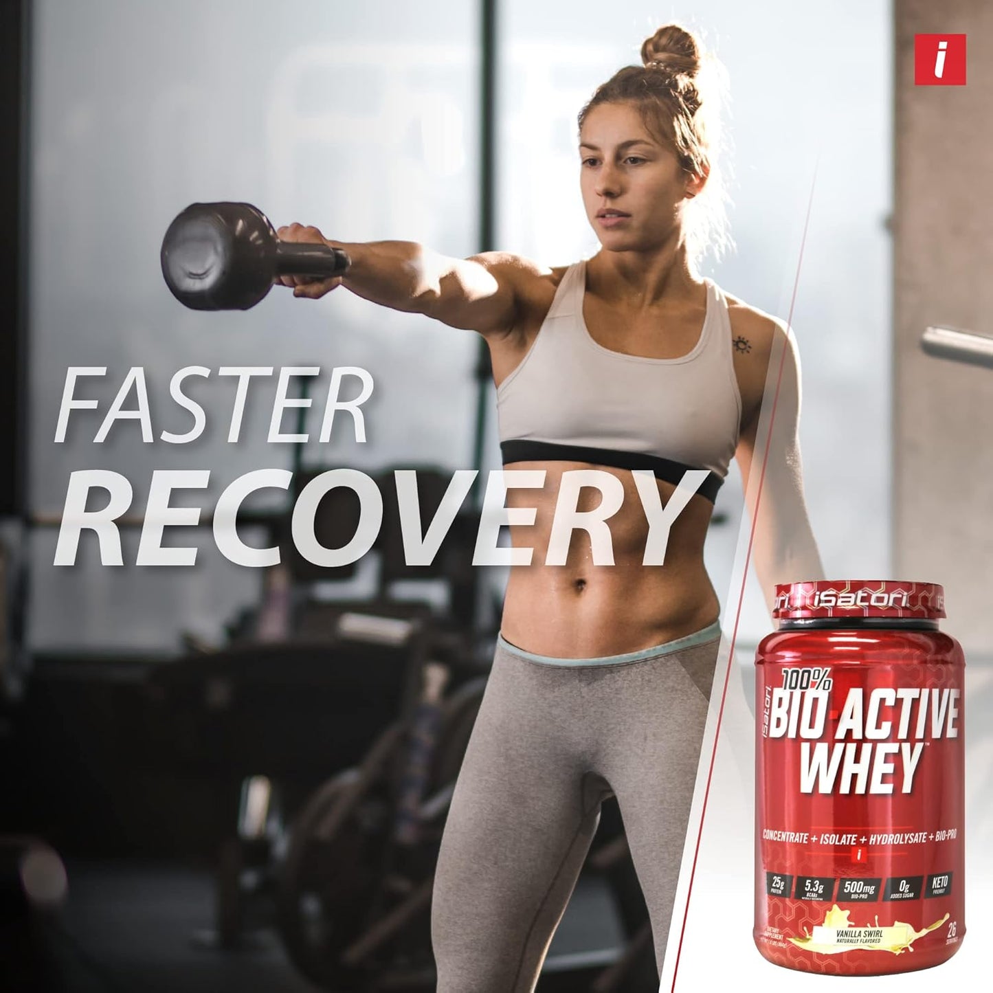 iSatori Bio-GRO Vanilla Ice Cream & Bio-Active Whey Protein Powder Combo Pack (90 Servings)
