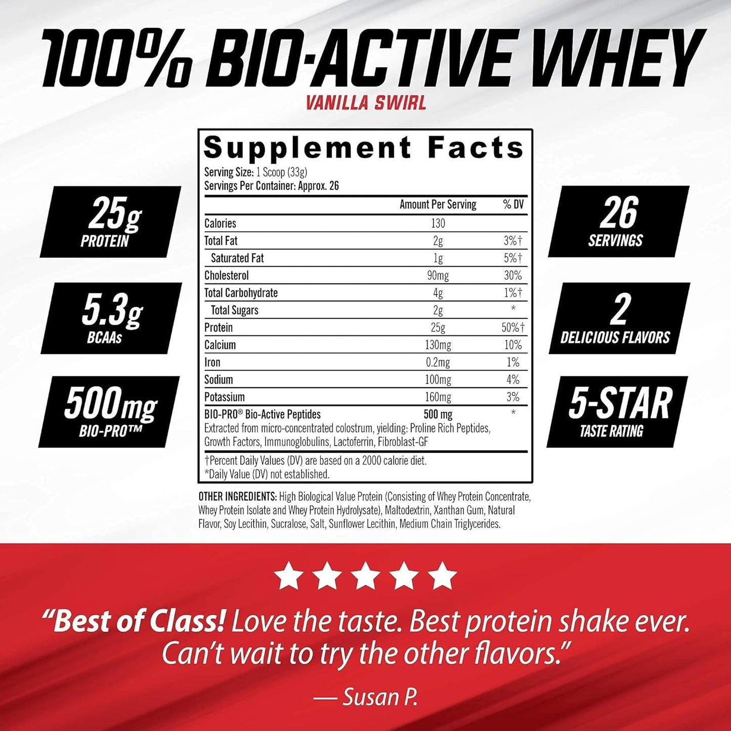 iSatori Vanilla Swirl Whey Protein Powder with Blender Bottle - 30 Servings