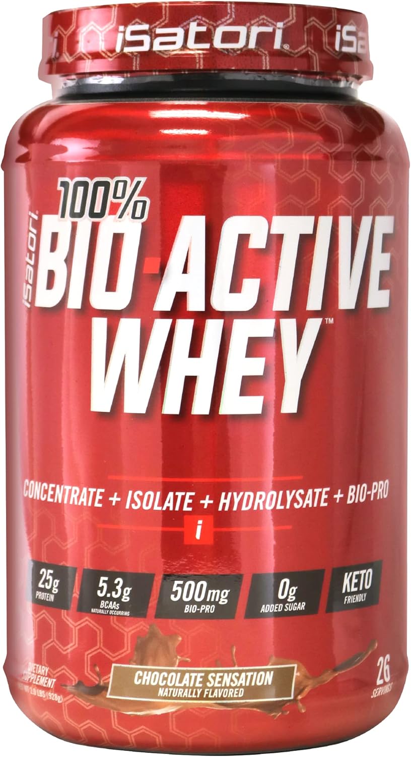 iSatori Whey Protein Powder for Muscle Growth & Recovery - Chocolate Flavor, 25g Protein Per Serving, Bio-Active Formula with Whey Isolate, Hydrolysate, Concentrate, BCAAs, and Colostrum Peptides (26 Servings)