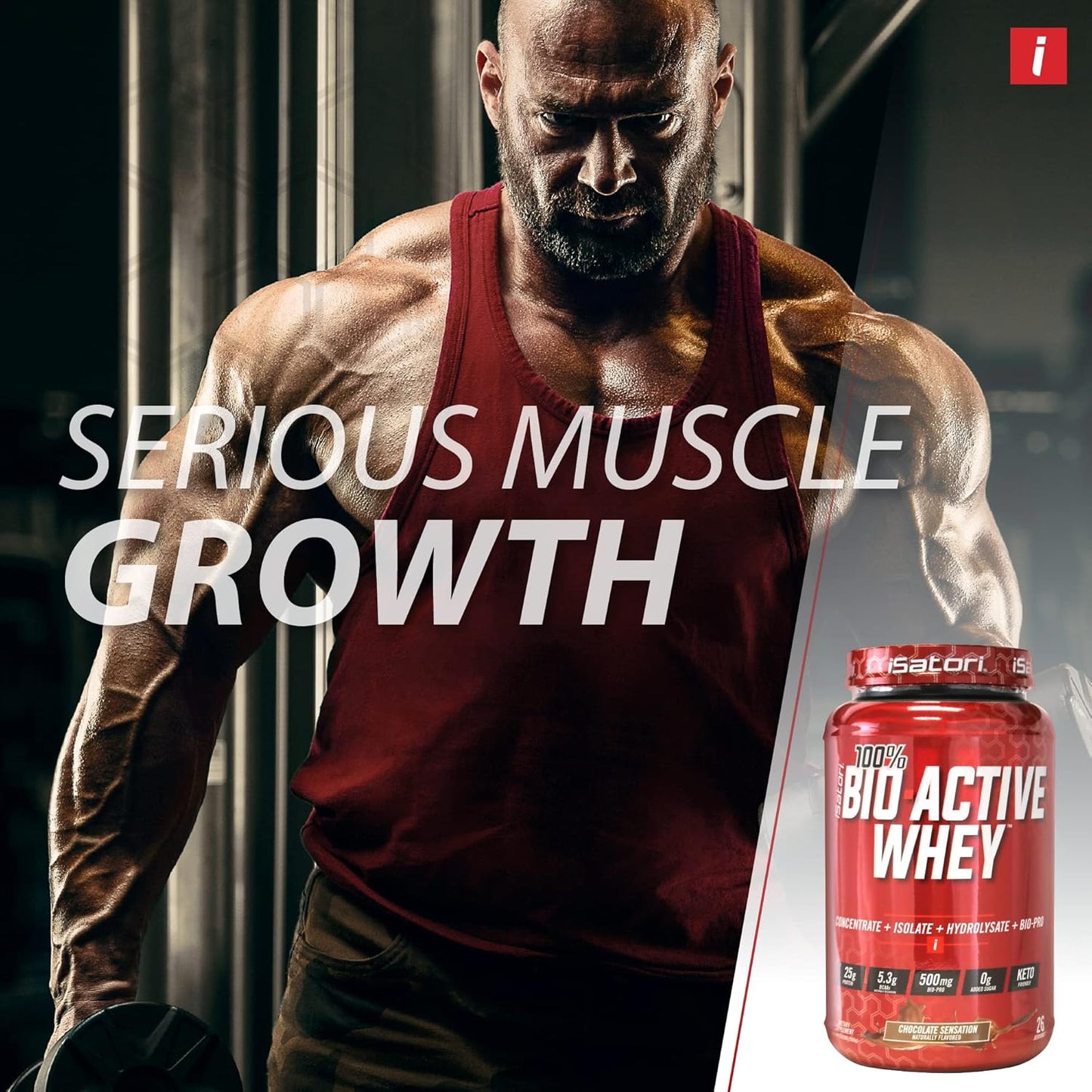 iSatori Whey Protein Powder for Muscle Growth & Recovery - Chocolate Flavor, 25g Protein Per Serving, Bio-Active Formula with Whey Isolate, Hydrolysate, Concentrate, BCAAs, and Colostrum Peptides (26 Servings)