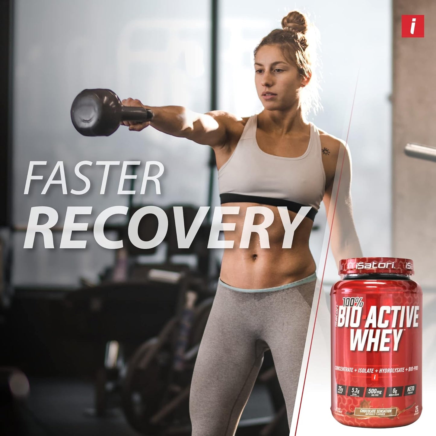 iSatori Whey Protein Powder for Muscle Growth & Recovery - Chocolate Flavor, 25g Protein Per Serving, Bio-Active Formula with Whey Isolate, Hydrolysate, Concentrate, BCAAs, and Colostrum Peptides (26 Servings)