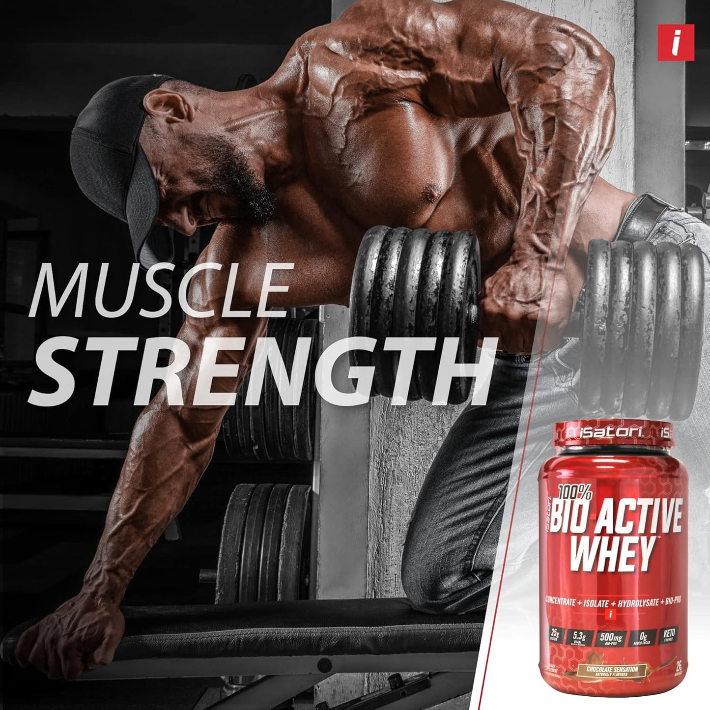 iSatori Whey Protein Powder for Muscle Growth & Recovery - Chocolate Flavor, 25g Protein Per Serving, Bio-Active Formula with Whey Isolate, Hydrolysate, Concentrate, BCAAs, and Colostrum Peptides (26 Servings)