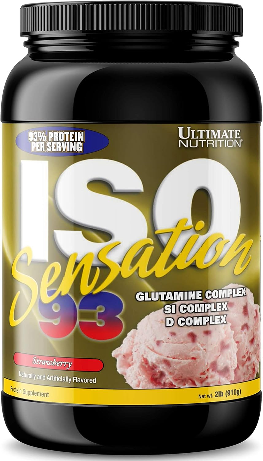 ISO Sensation 93 Strawberry Whey Protein Isolate Powder with Colostrum - Enhanced Recovery, Immunity, Gut Health - 2lbs