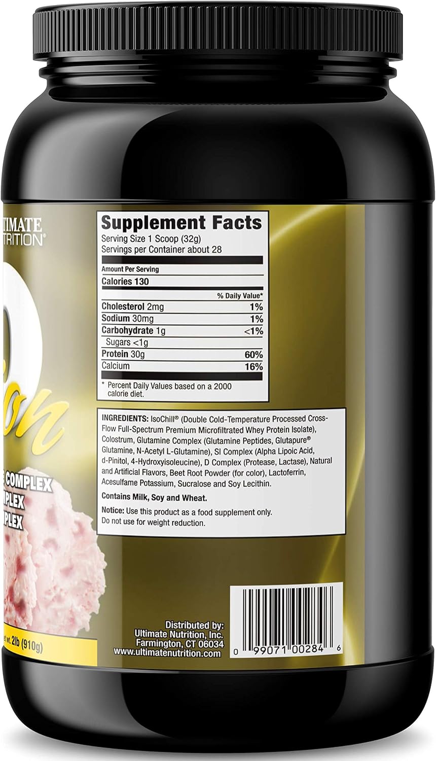 ISO Sensation 93 Strawberry Whey Protein Isolate Powder with Colostrum - Enhanced Recovery, Immunity, Gut Health - 2lbs