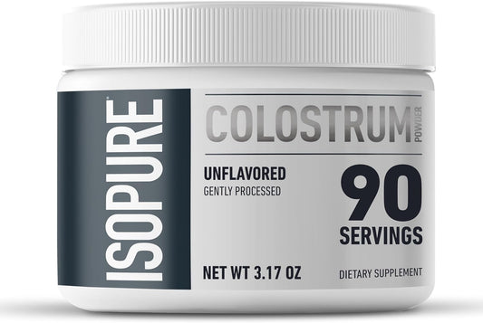 Isopure Bovine Colostrum Powder Supplement, 90 Servings, Gentle Processing