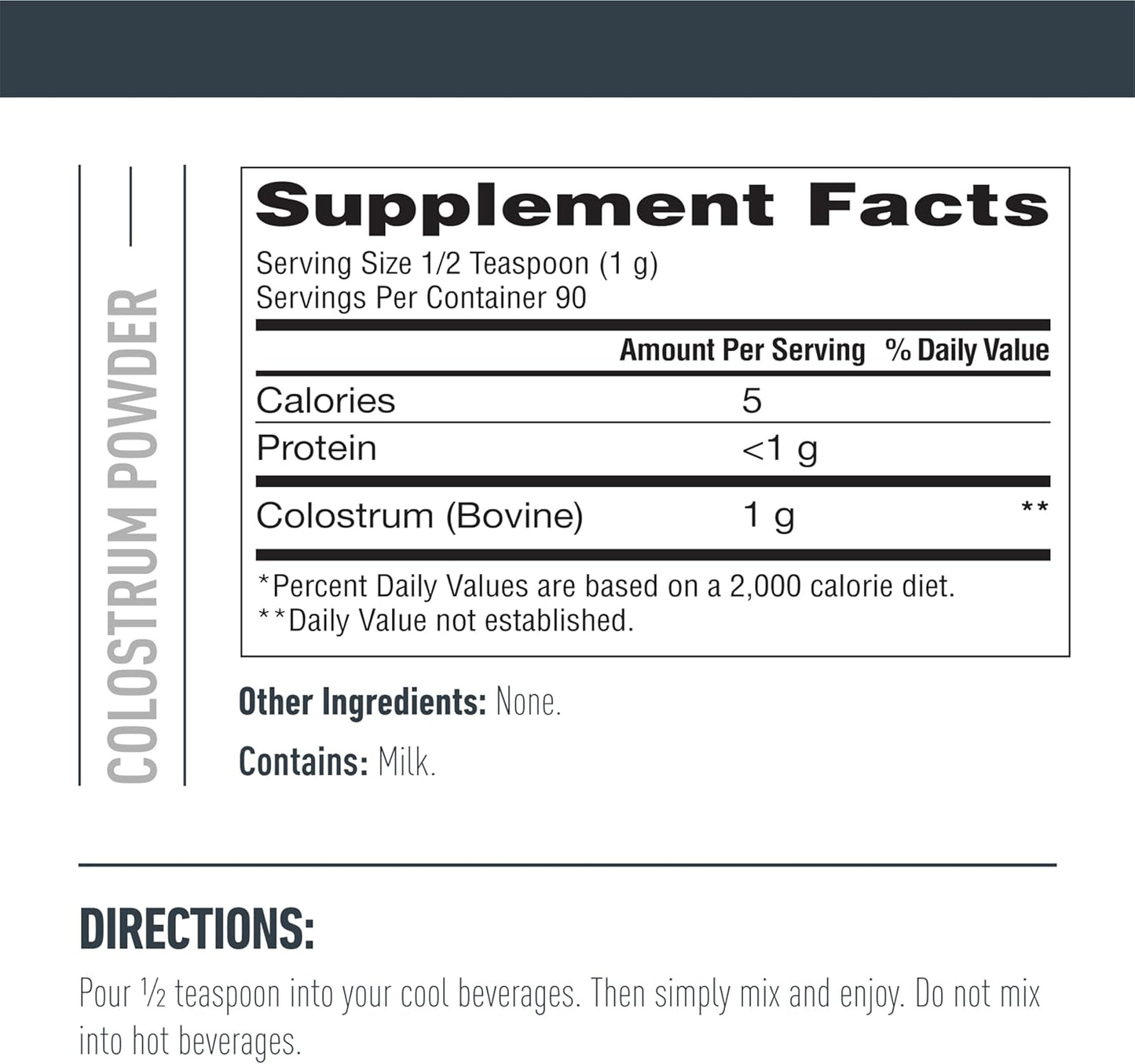 Isopure Bovine Colostrum Powder Supplement, 90 Servings, Gentle Processing