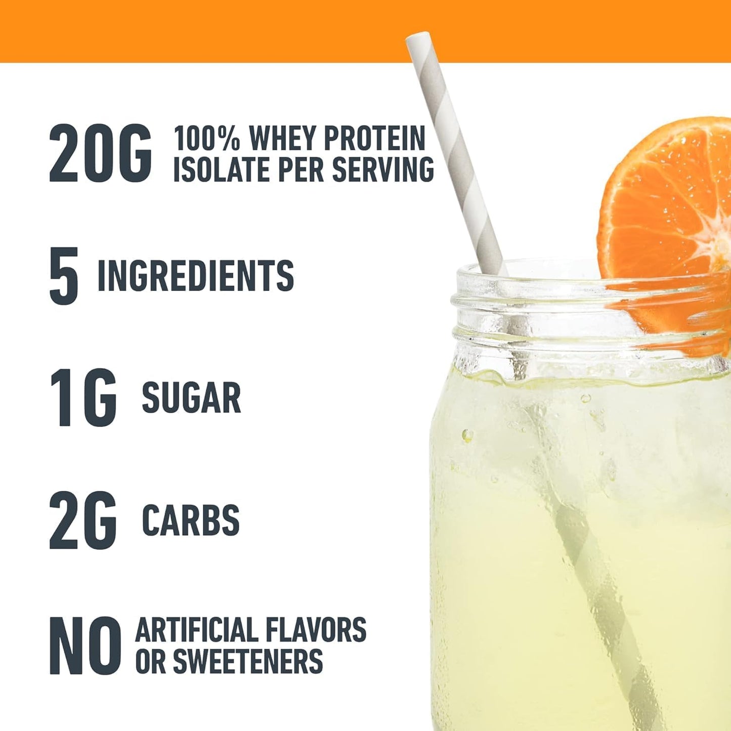 Isopure Clear Whey Isolate Protein Powder Infusions - Citrus Lemonade Flavor - 1.9 Lb, 36 Servings, 20g Protein - Lactose & Gluten Free